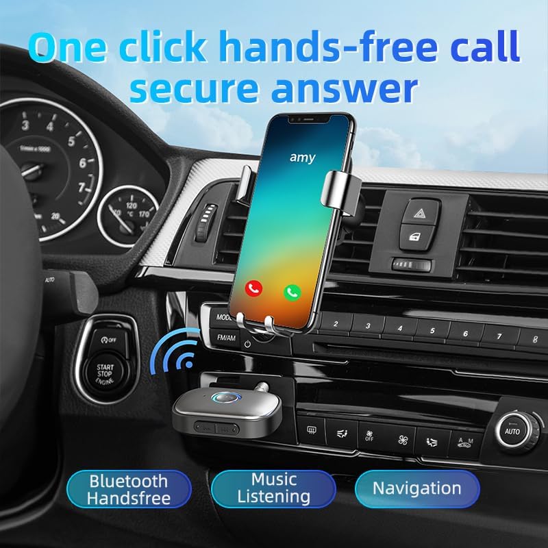 Canisflax V5.3 Bluetooth Adapter for Car, Bluetooth Receiver Wireless Audio Receiver for Car Stereo/Home Stereo/Wired