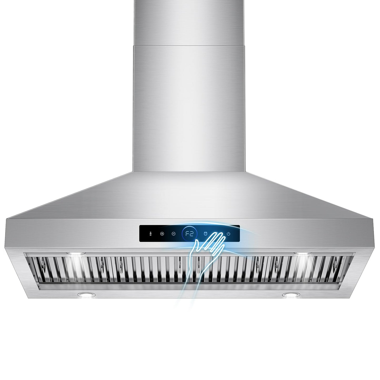 48 inch Range Hood Wall Mount, 1500 CFM with 4-Speed Gesture Sensing & Touch Control, Stainless Steel Ducted Kitchen Stove Vent Hoods with 4 LED Lights, Time Setting, Dishwasher-Safe Baffle Filters
