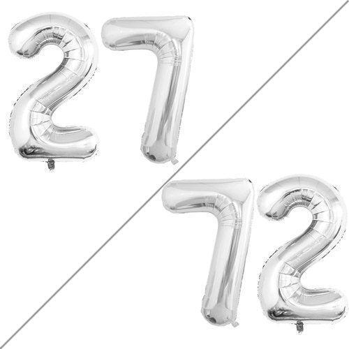 GOER Jumbo Number 27 Balloons - 42 Inch Foil Helium Decorations for 27th Birthday Party | Silver