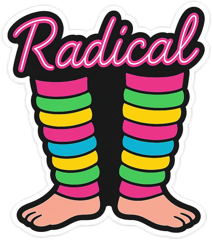 80s (2.75" 3.25"") Retro Leg Warmers Sticker - Vibrant Radical Design for Laptops, Water Bottles, and More x"