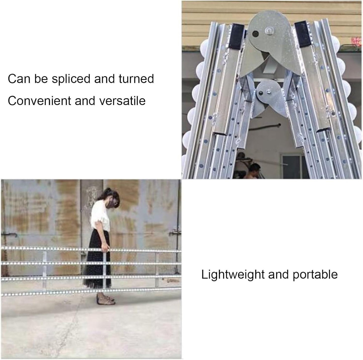 Light-Duty Conveyor for Warehouse Freight, Portable ABS Plastic Roller Table with 2 Slides, 200cm Long, Ideal for Factories and Material Handling Solutions