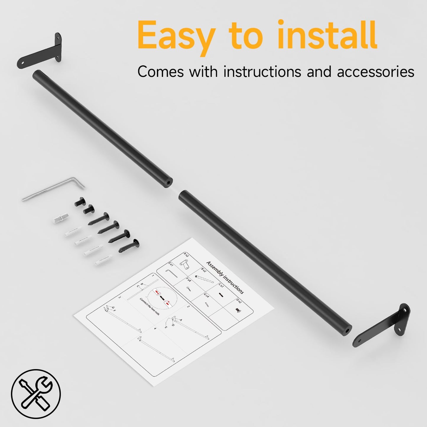 Towel Bar for Bathroom Wall, Black 24 Inch Single Towel Bar Rods for Bathroom, Stainless Steel Heavy Duty Towel Racks for Bathroom Wall Mounted
