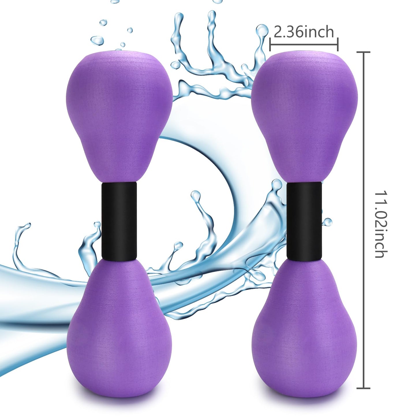 Aquatic Dumbells,2Pcs Foam Water Weights Aerobic Exercise Fitness Equipment Dumbbells,Pool Resistance Swimming Training for Adults/Kids/Men/Women Weight Loss,Beginner Swimming Training, Purple