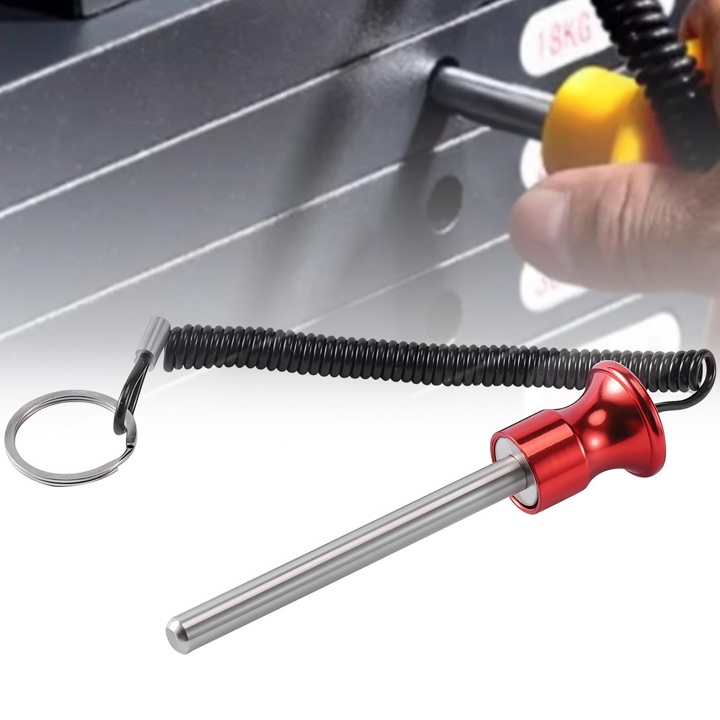 Gueiddi Gym Pin, Universal Aluminum Alloy Weight Stack Pin with Pull Rope for Fitness Equipment Pin Training (Black 10*125mm)
