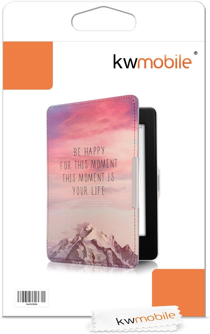 Be Happy Kindle Paperwhite Case - Stylish Cover in Pink, Violet & Coral