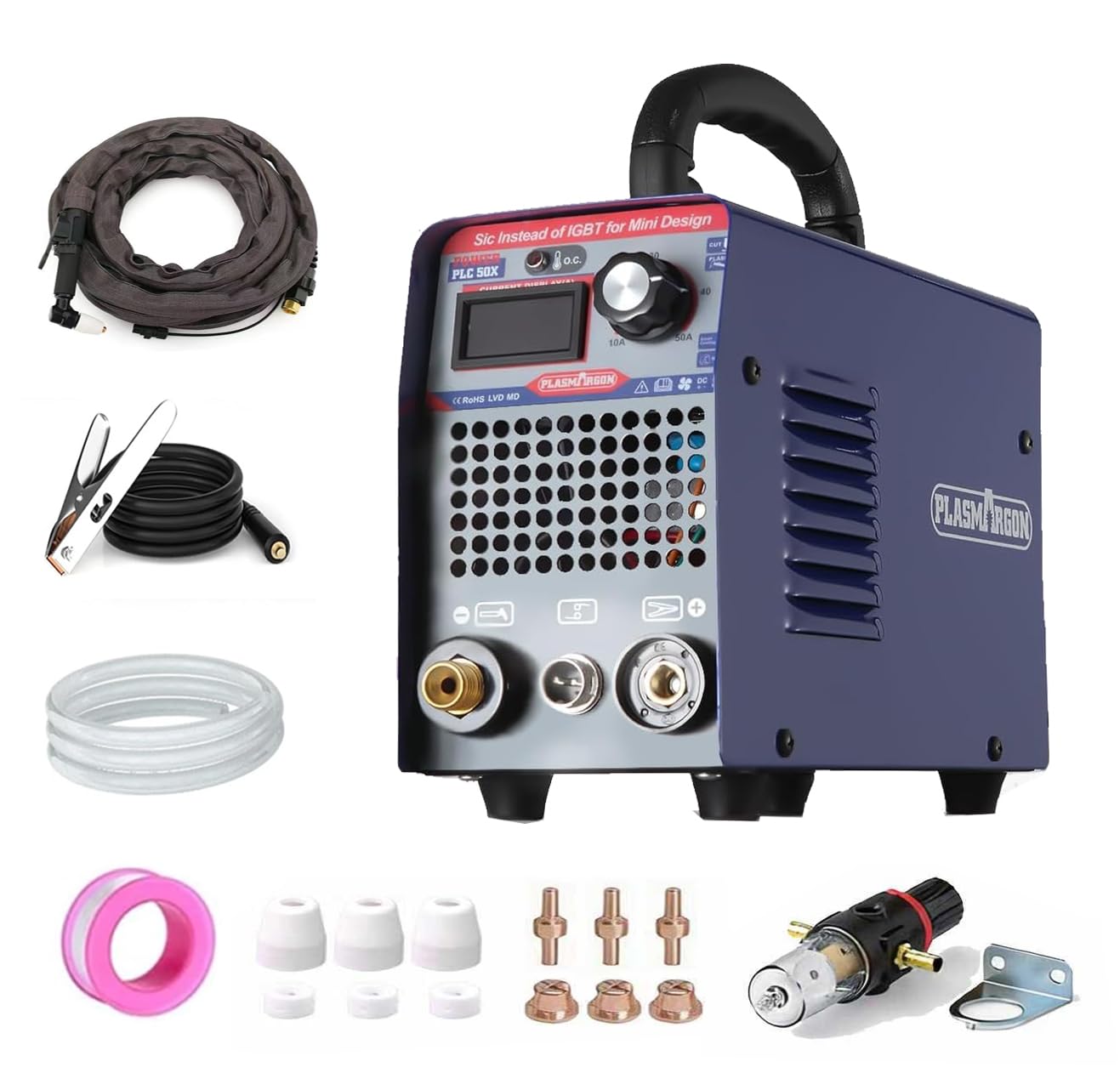 PLASMARGON CUT50 Plasma Cutter Machine,50Amp Dual Voltage 110V/220V IGBT Inverter 1/2 Inch Clean Cuts Portable Air Plasma Cutting Machine,LED Digital Display Fit DIY Friendly