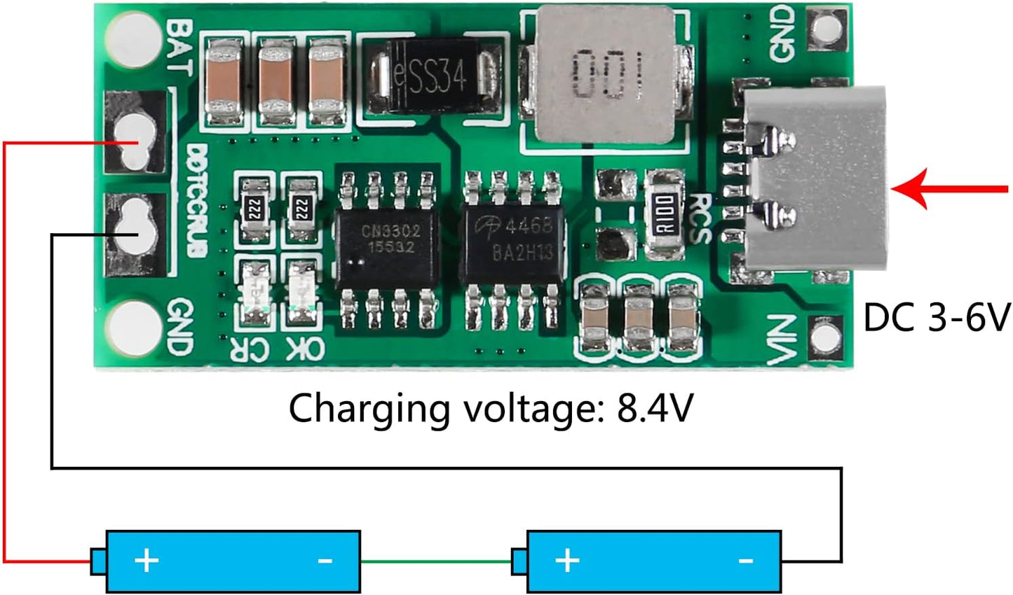 AITIAO 2PCS 2S 3S 4S 1A 2A 4A 18650 Bank(4S 4A) Type C BMS Lithium Battery Charger Board USB C Step-up Boost Module