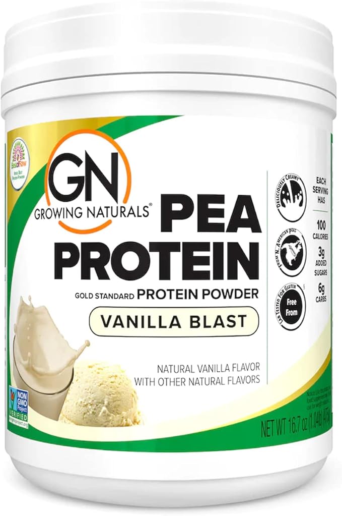 Raw Pea Protein Powder, Vegan Plant Based Protein, BCAA, Low-Carb, Low-Sugar, Vanilla Blast, 1 Pound (Pack of 1)