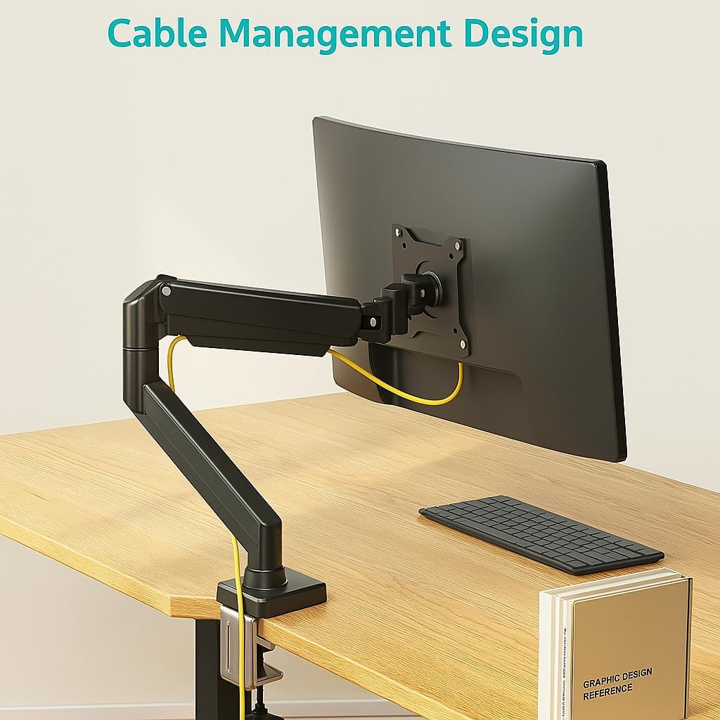 ArcadeX 13 32 Inch Grommet 4.4 22lbs Single Monitor Mount, to Gas Monitor Arm, Adjustable Stand, Vesa Mount with Clamp