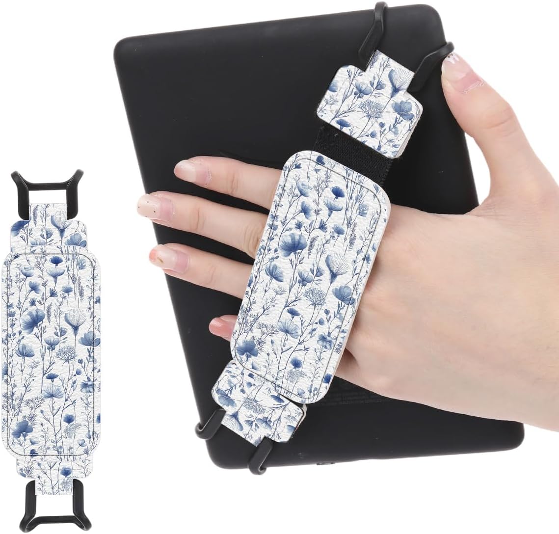 Koazava 6-7.5" Secure Hand Strap for Kindle and Tablets, Versatile Lightweight Faux Leather E-Book Grip Holder