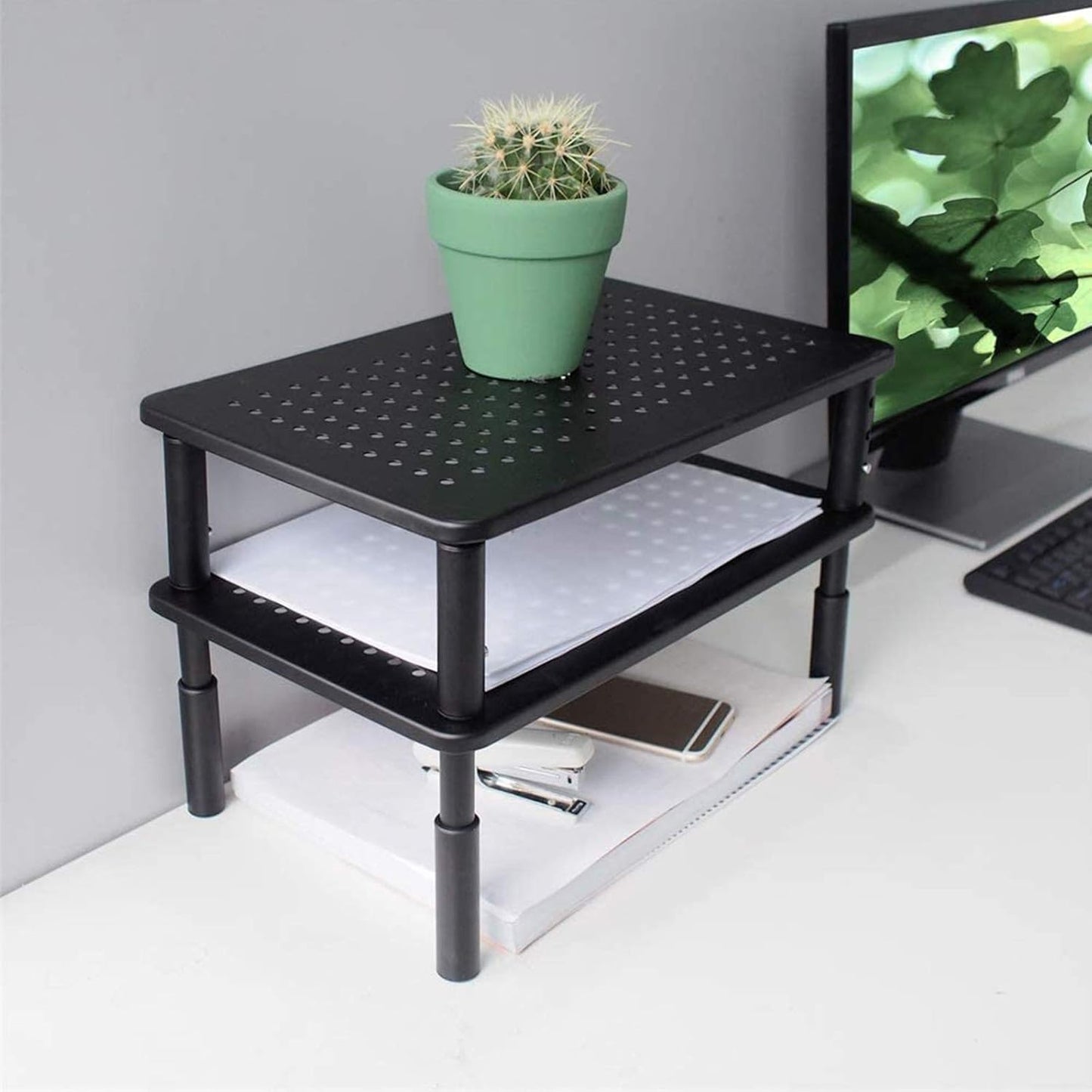 Riser,3 370X235MM 2 Packs,Black Bracwiser Monitor Stand Level Height Adjustable Desktop monitor stand for Computer
