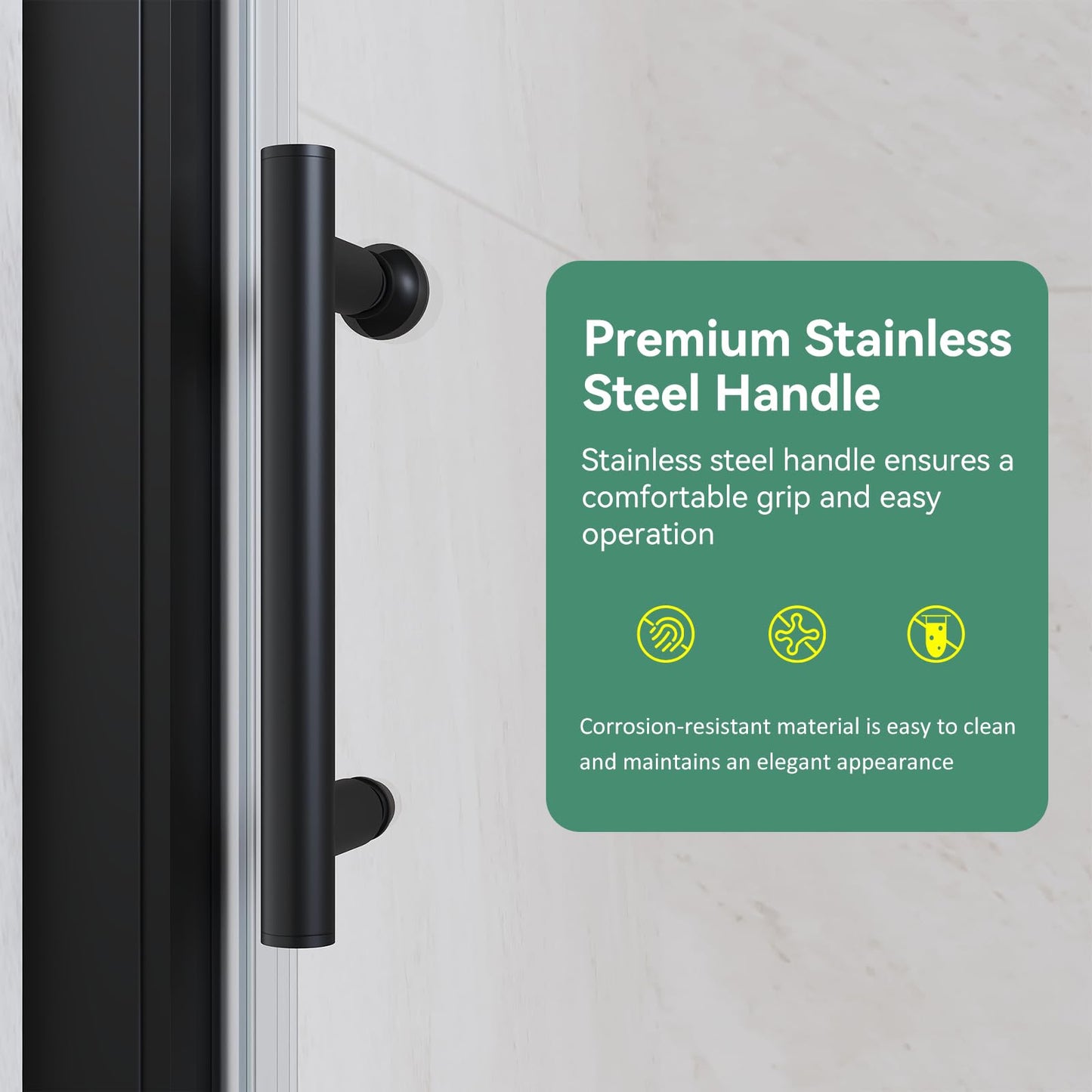 Hydrave Sliding Shower Door 60 in.D x 72 in. H|1/4 in. High-Strength Clear Tempered Glassd Shower Door| Aluminum Frame Semi-Frameless Sliding Door| Black (Shower Base Not Included)