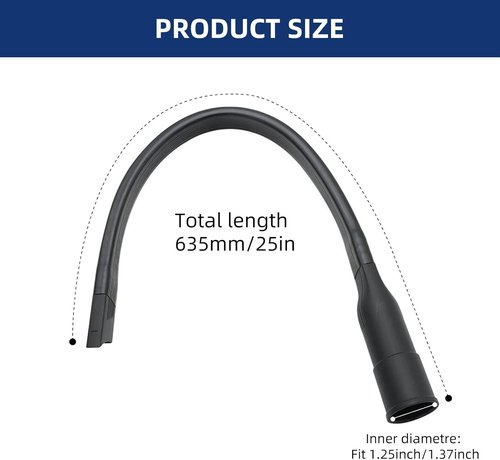 Flexible Vacuum Crevice Tool - 25" Attachment for 1-1/4" & 1-3/8" Hoses | Ideal for Tight Spaces