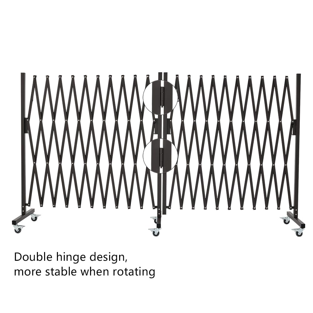 GYMTIME Industrial Expandable Metal Barricade, Portable Safety Barrier with Casters, Mobile Folding Scissor Gate, Aluminum Retractable Fence, 0-180 Degree Rotating, 23.6 Feet, Indoors Outdoors