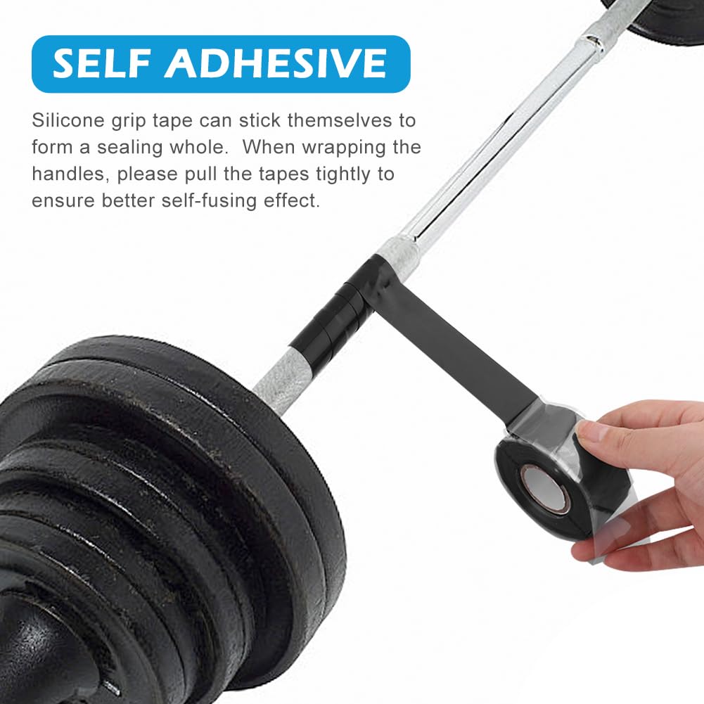 Qelirone Grip Tape - 16.4FT Self Fusing Silicone Tape, Rubber Grip Wrap for Pull Up Bars, Barbells, Dumbbells, Gym Equipment, Bike Handles(Color:Black)