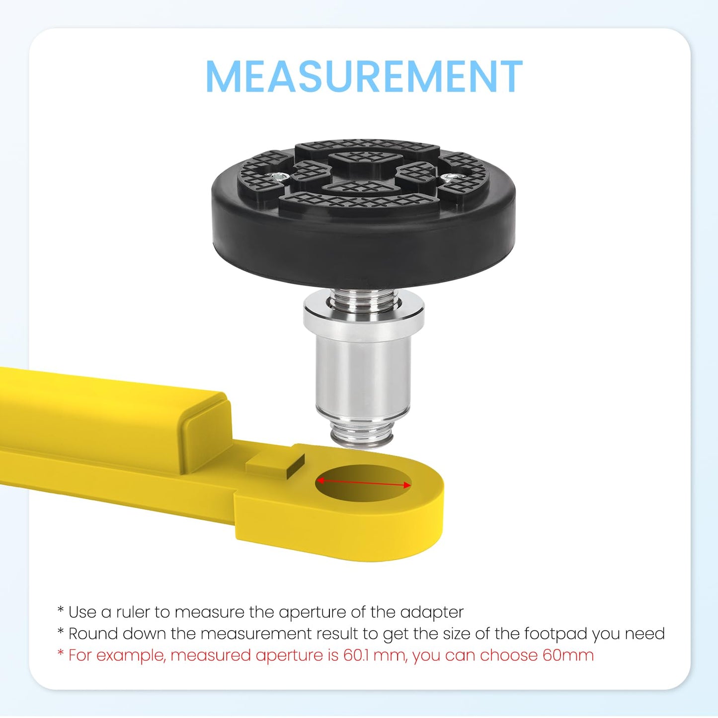 Atesilor 4pcs 60mm Screw Up Car Lift Adapter with Rubber Lift Pads, 4-8cm Extension Car Lift Feet Tray for Car Lift Bridge Jack Stable Support, Fit for Challenger 2 Post Lift