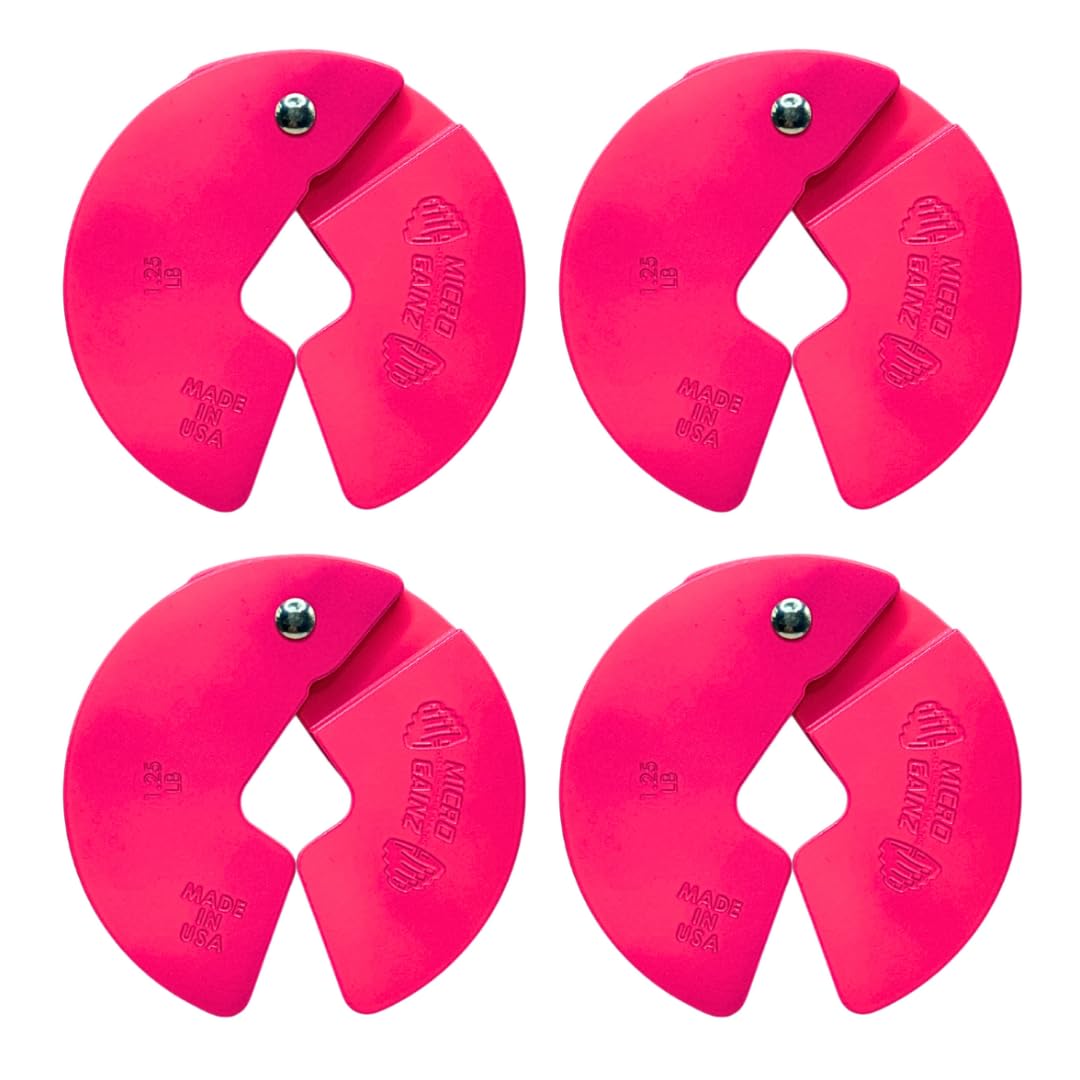 Micro Gainz Dumbbell Fractional 1.25lb Weight Plate, Ideal for Micro Loading, (Choose Color) 4 Piece Fractional Weight Plates, Designed for Dumbbell Training, Made In USA (Pink)