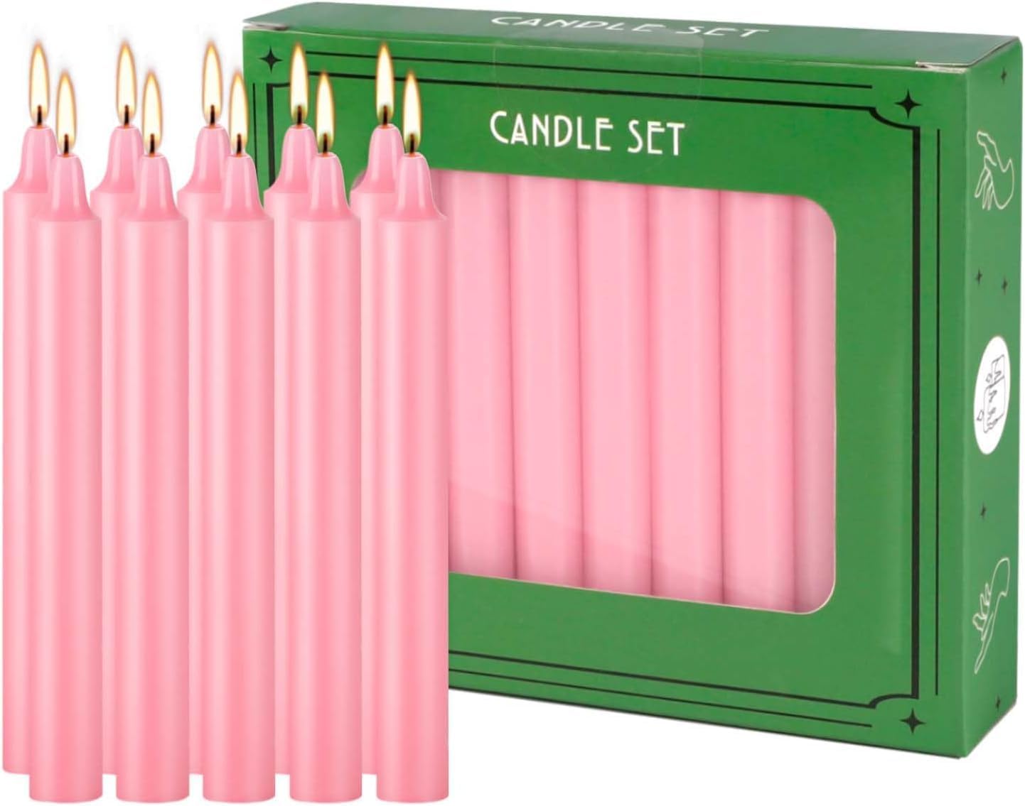 YOROXRG Mini Unscented Taper Candles - 40 Pack for Weddings, Birthdays, and Home Décor | 4 Inch Tall (Pink)