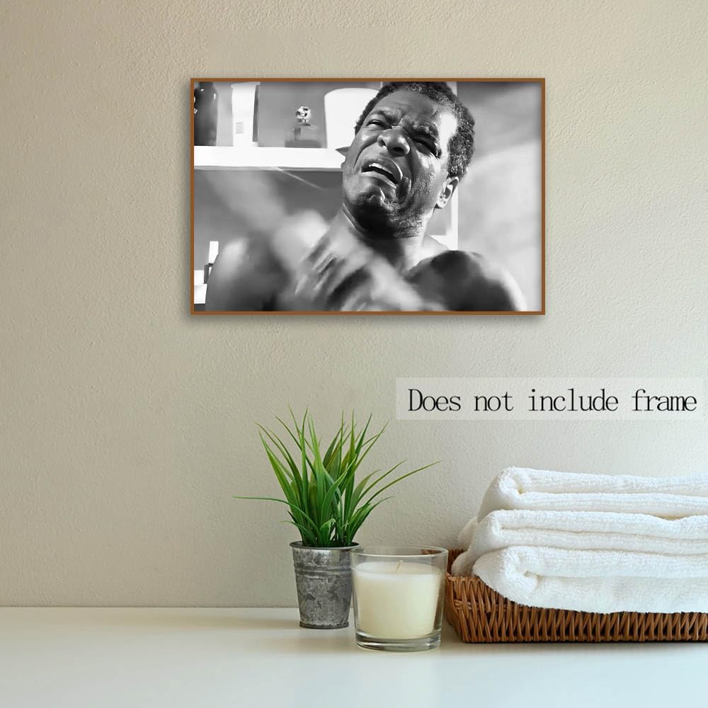 Regine Switzerland Funny Friday Bathroom Poster - Black & White Wall Art Canvas Print | 12x18 Inch Unframed Decor