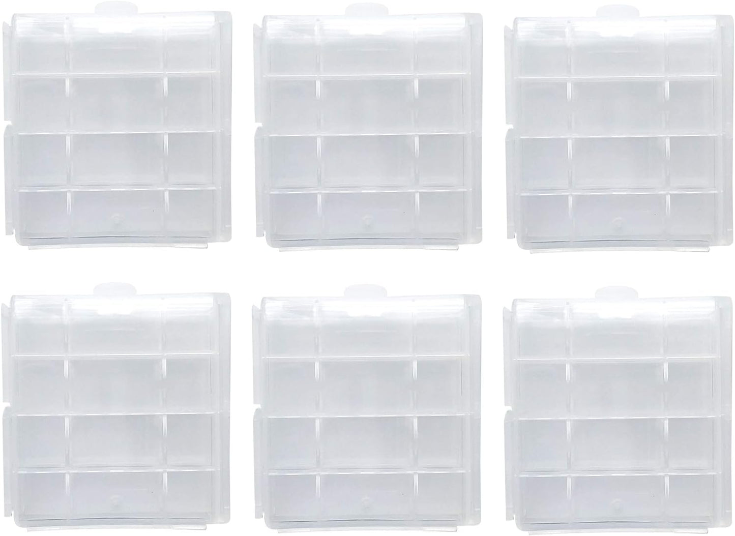 Chadou (6Pack Battery Storage Case for AA/AAA, Battery Holder Box Clear)