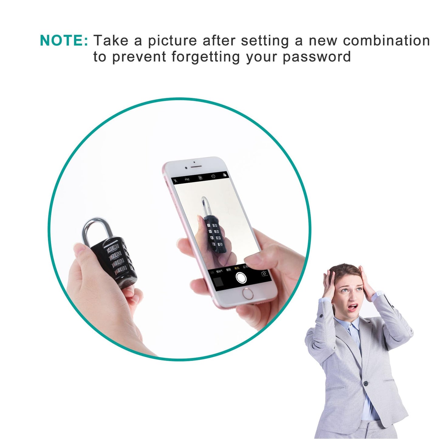 ZHEGE Combination Lock, 4 Digit Combination Padlock Outdoor, School Lock, Gym Locks (Peacock Blue)