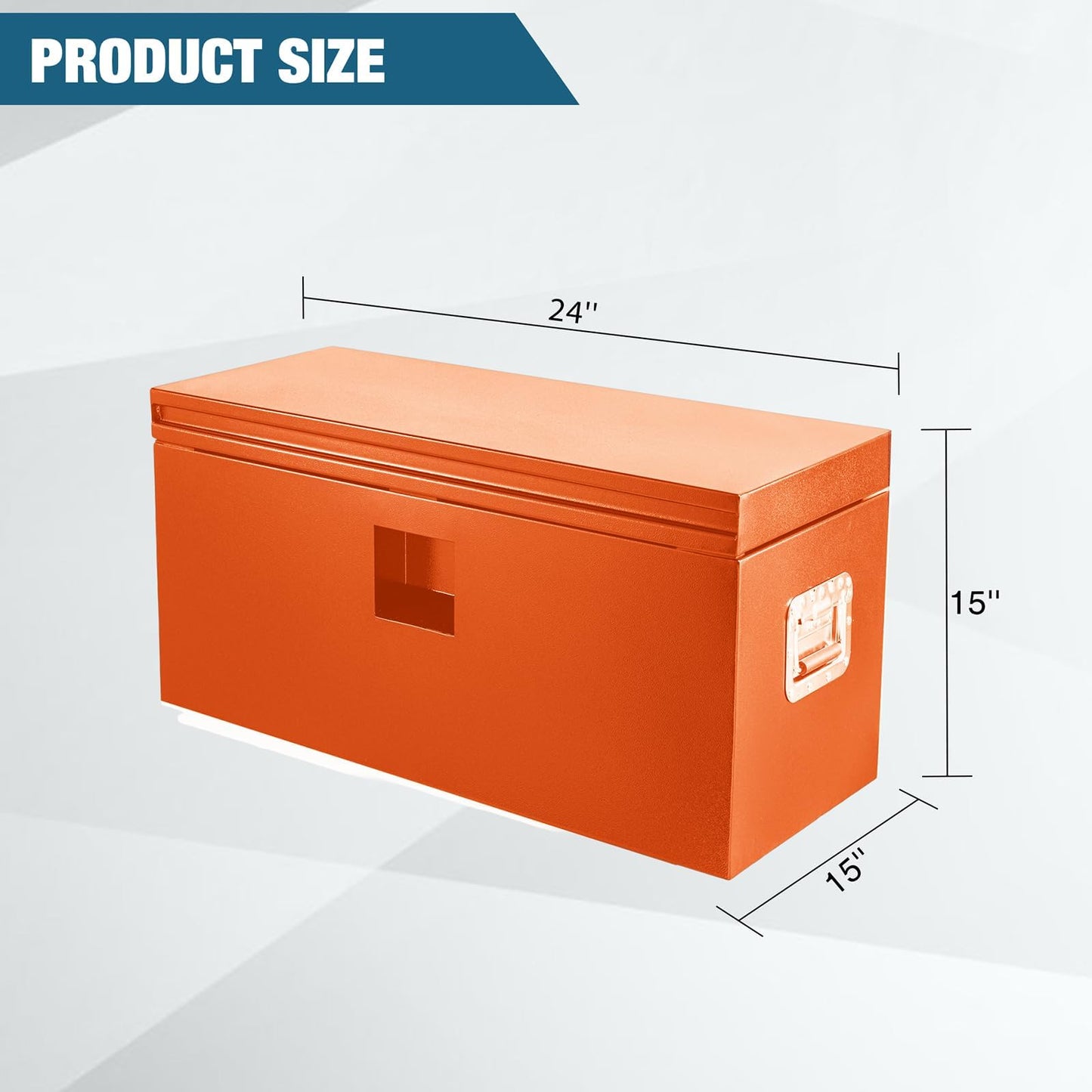OUTLANE 15"X15"X24" Heavy Duty Steel Truck Bed Tool Box, Lockable Weatherproof Storage Organizer for Pickup, RV, Utility Trailer, Trailer Tongue & Jobsite, Powder-Coated Chest - Orange