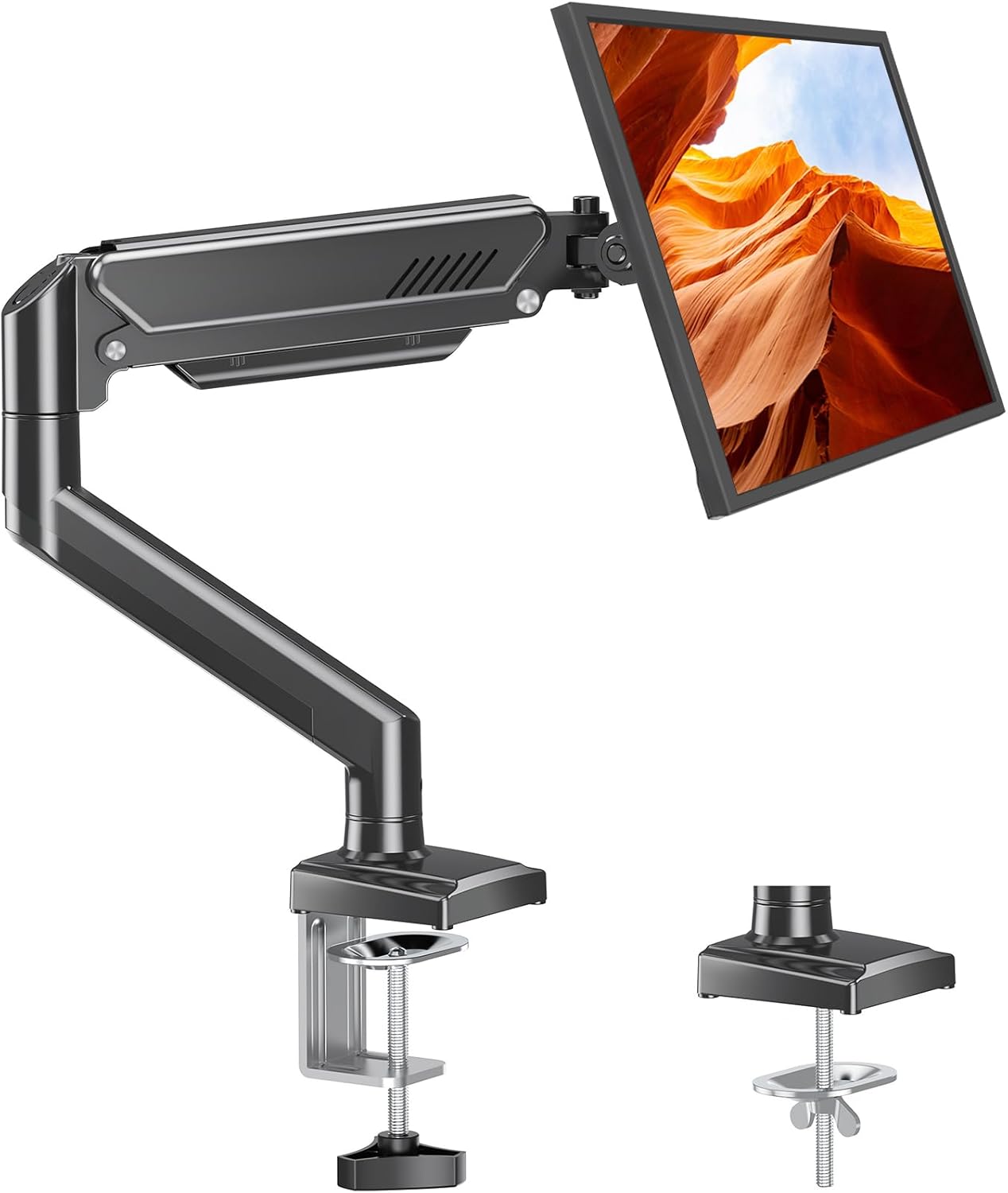 MOUNT PRO 13 32 inch 4.4 22lbs Clamp/Grommet 75/100mm Single Monitor Arm Desk Mount Fits to Computer Screens, Holds
