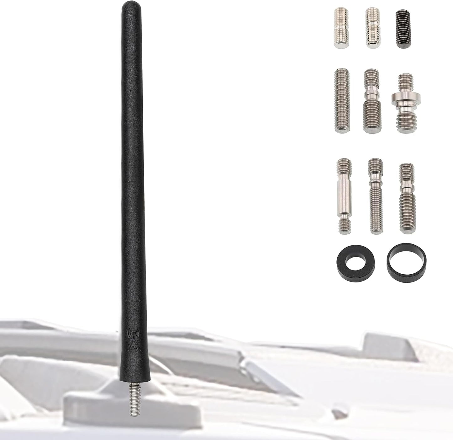 Votex 6 3/4 Inch Setup, Black Short Rubber Universal Antenna Kit - Car Wash Proof, Easy Enhanced Reception with Copper