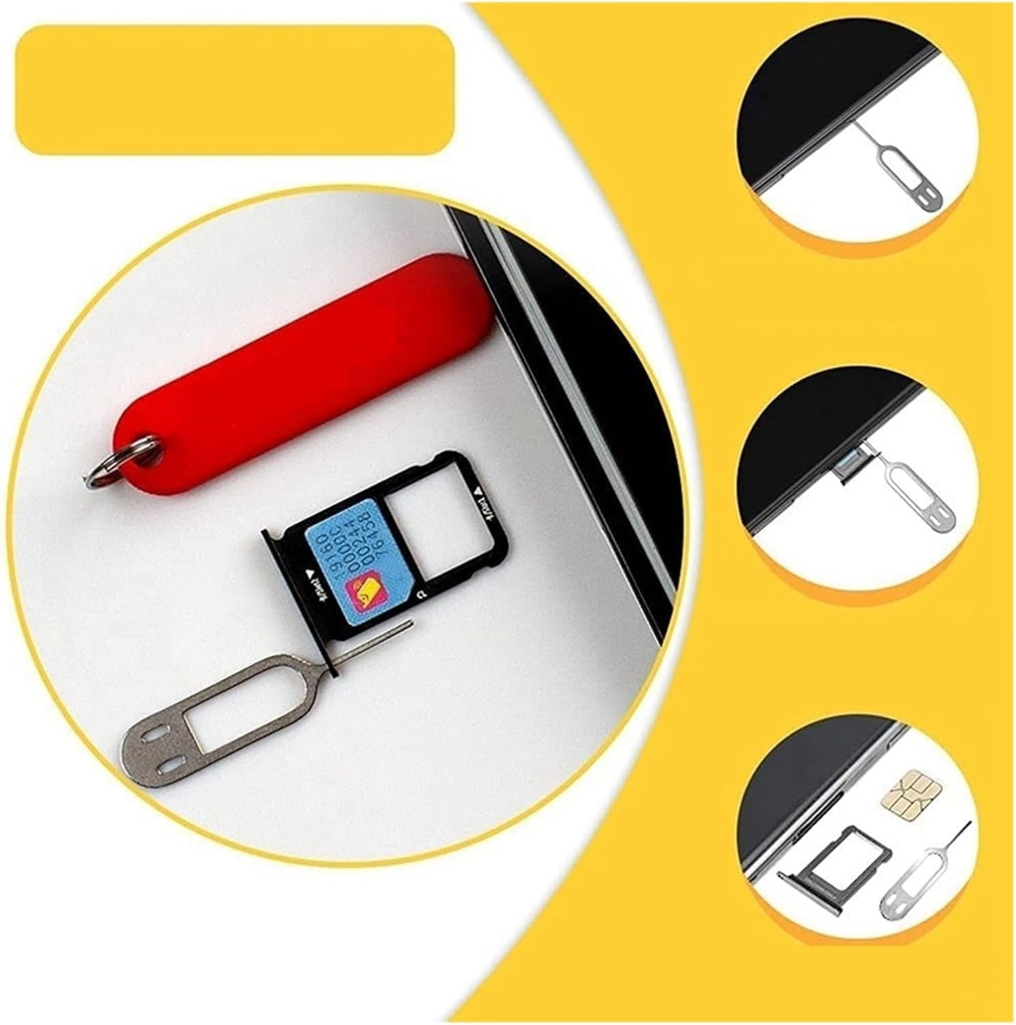 BEUTEE 6Pcs SIM Card Removal Tool-Sim Card Tray Pin Eject Removal Tool Needle Opener Ejector,with Removable Key Chain