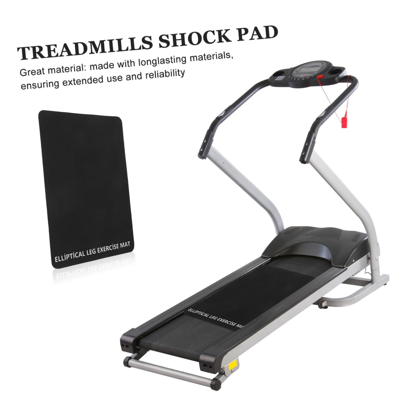 ifundom Non-Slip Shock-Absorbing Mat for Treadmills Vibration Dampening Floor Protector Black PU Exercise Equipment Mat for Home Gym