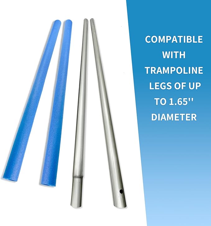 Universal Trampoline Replacement Enclosure Poles Come with Clamps, Screws and Bolts, Plactic Caps, Fits 6 Straight Pole Trampoline Frame