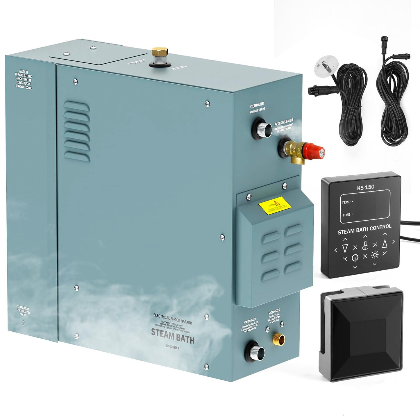 Kooby 12KW Luxury Self-draining Steam Generator Shower Sauna Bath Home Steam Bath Spa Generator with Waterproof Control and Auto Drain 95-131℉ for Max Space Heating 13 m³ (460 ft3)