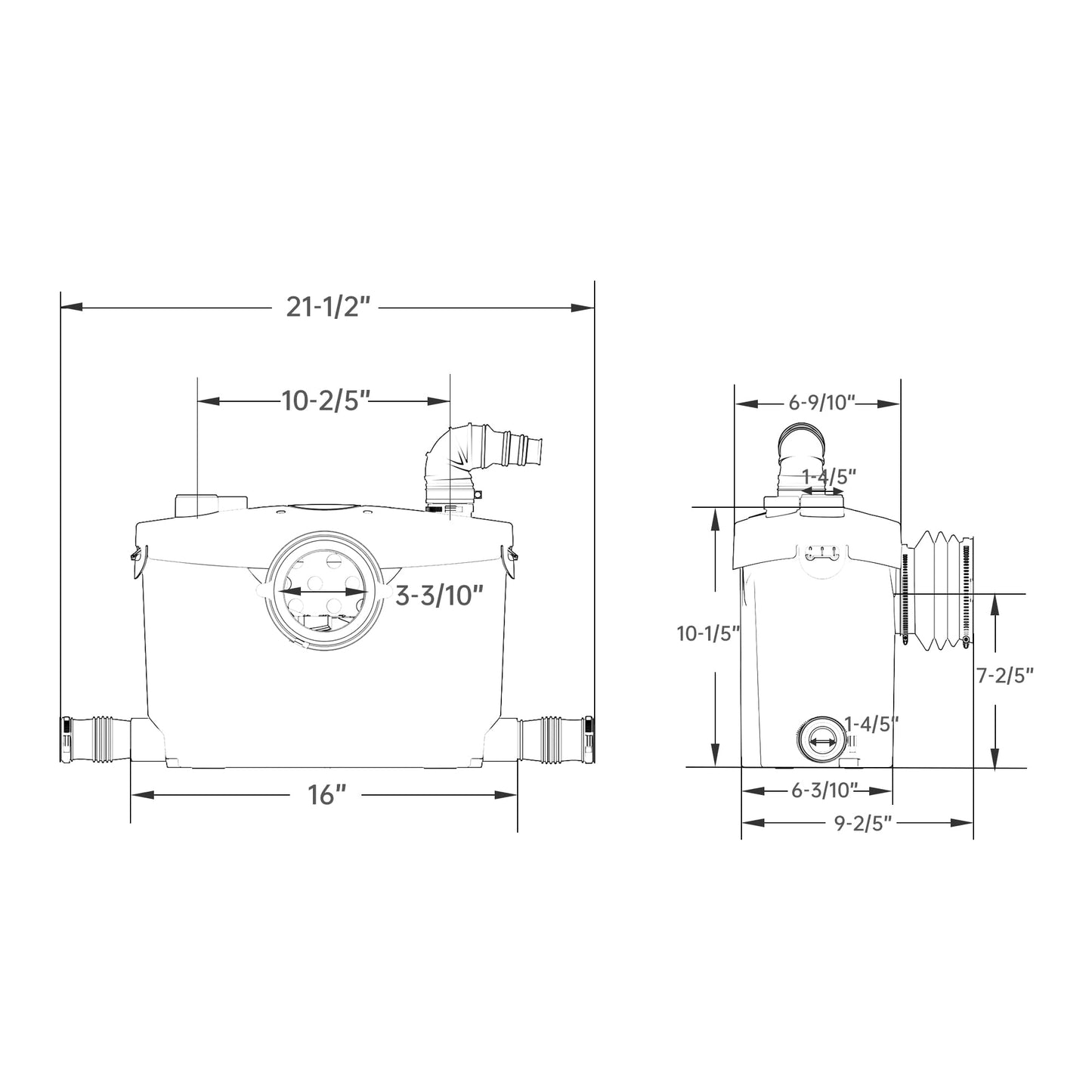 SUPERFLO Upflush Toilet for Basement with 600W Macerating Toilet System & Silent Toilet Pump for Macerator Toliet, Sink & Tub（Include Extension Pipe）