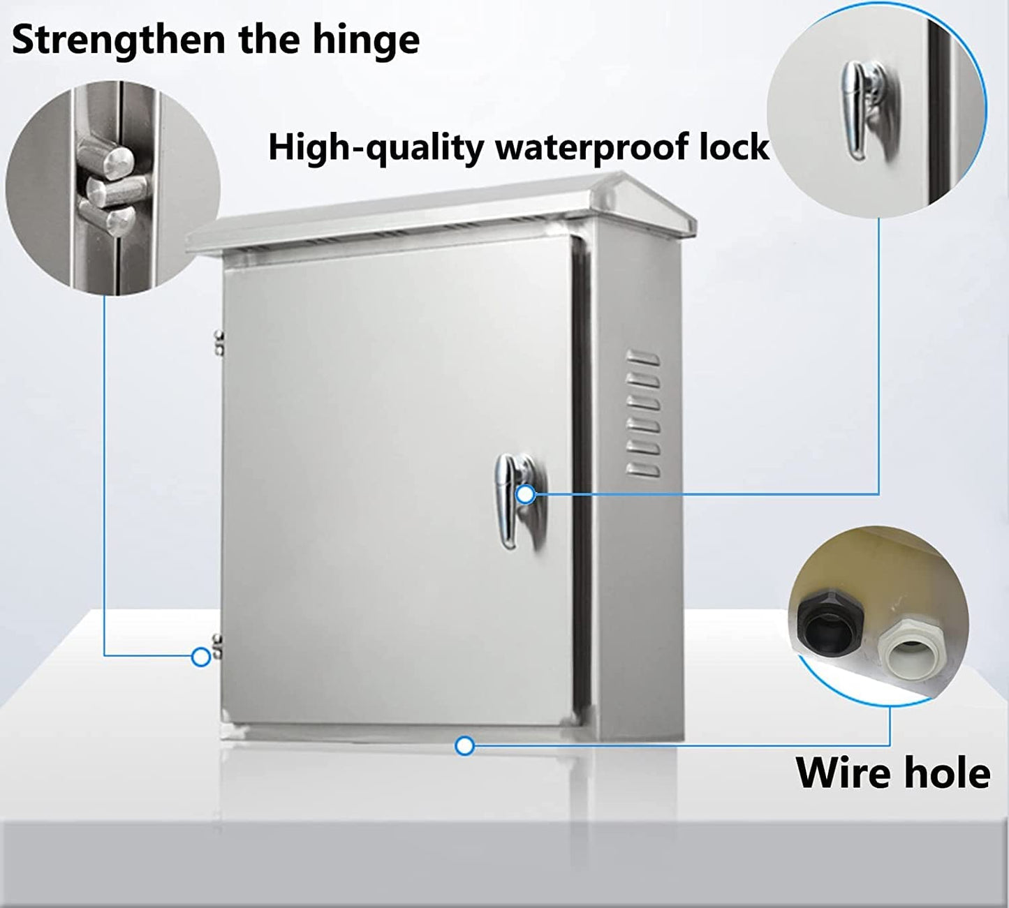 GERSIK 304 Outdoor Stainless Steel Electrical Box Enclosure, IP67 Waterproof Junction Box, Weatherproof Nema Enclosure Box, Wall-Mounted Project Boxes for Electronics with Insulation Mounting Plate