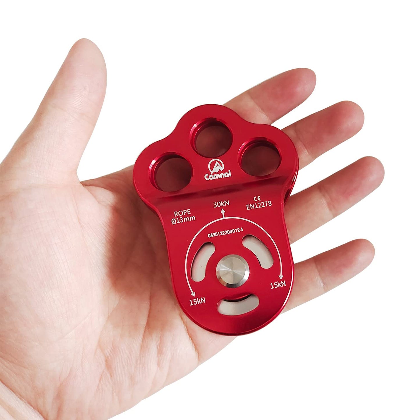 EMMRAGNO 30KN Climbing Single Pulley Climbing Three Hole Hitch Pulley Climbing Bearing Pulley, Hauling Pulley for Rock Climbing, Rappelling, Zipline Sports etc.