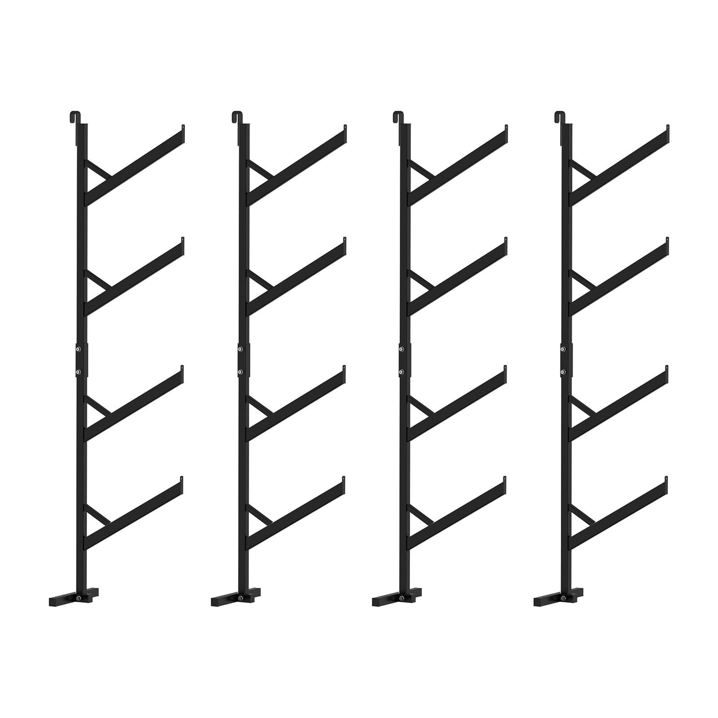 4 Pack Shipping Container Shelving Brackets, 67"H x 15"W Bracket Adjustable Heavy Duty Steel Cargo Shipping Container Shelves, 4-Tier Power Coated Shipping Container for Organization, Black