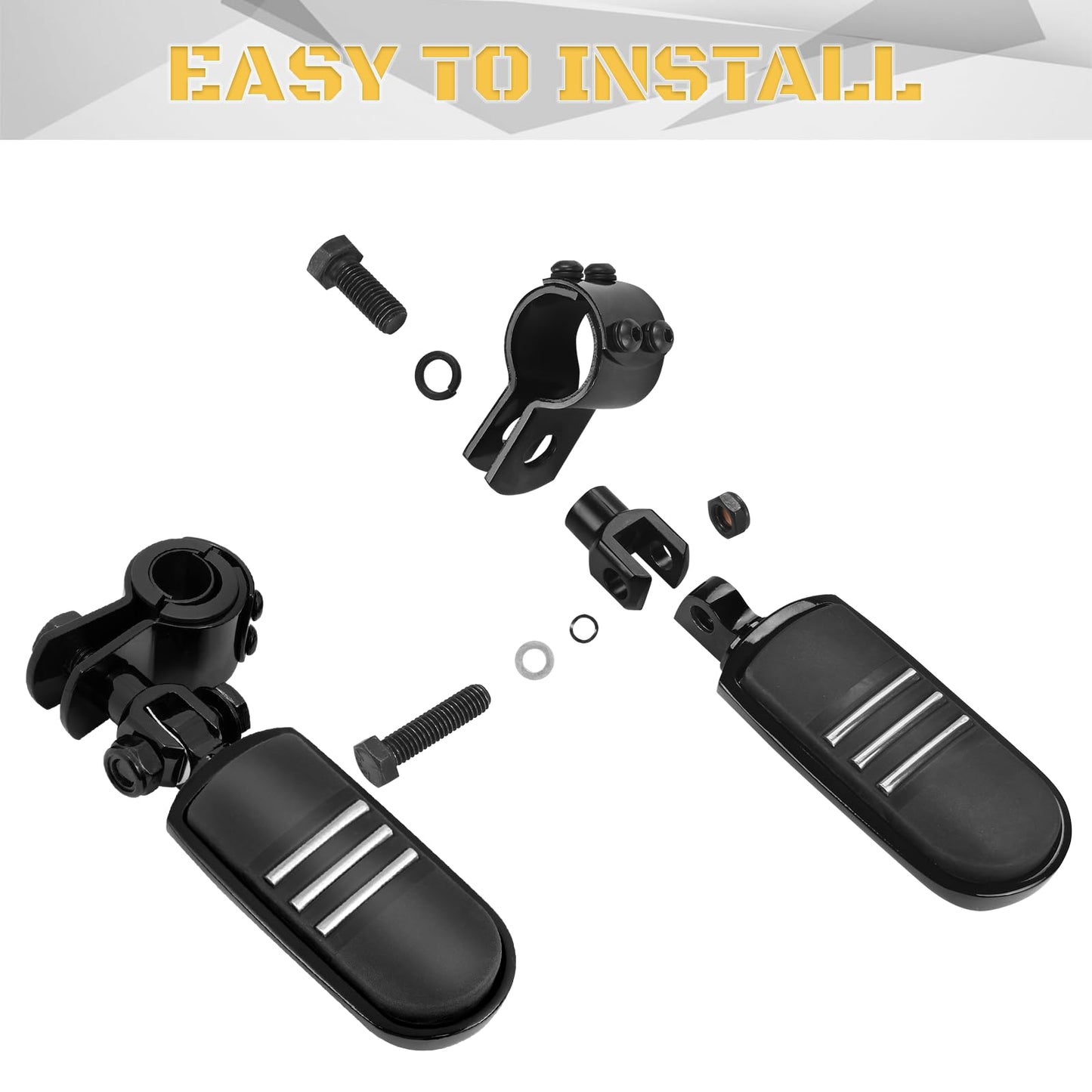 Sresk 1", 1-1/4", 1-1/3" Inch Motorcycle Highway Foot Pegs Adjustable Highway Footpegs Footrest Fit for Harley Touring Softail Road King Road Glide Sportster Honda Kawasaki Suzuki Yamaha(Black H04)