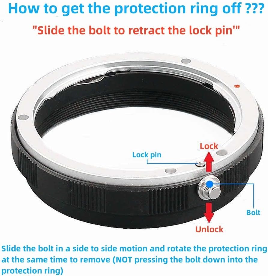 Keabroir 52mm NEX-52K Metal Macro Reverse Adapter Ring Manual Focus Camera Mount Lens Converter + Rear Lens Mount
