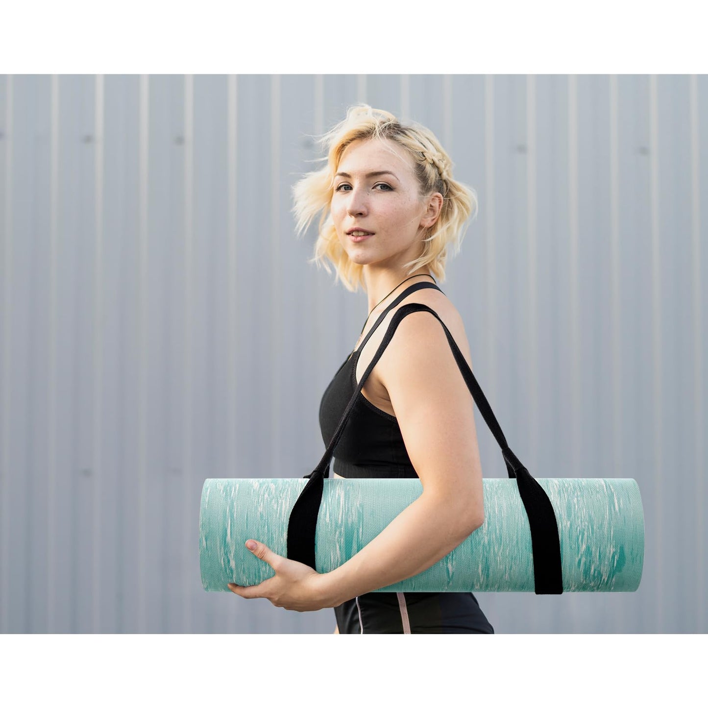 Extra Thick Yoga Mat, 2/5 Inch (10MM), Natural Rubber and TPE Non Slip Yoga Mats with Strap for Women Men, Eco Friendly Exercise Mat for Yoga, Pilates and Home Workout