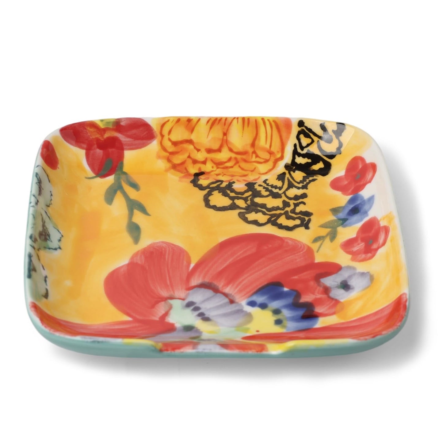 Colorful Hand Painted Spoon Rest 4.75 Inches Ceramic Spoon Holder for Kitchen Counter Stove Top, Dishwasher Safe, Multicolor