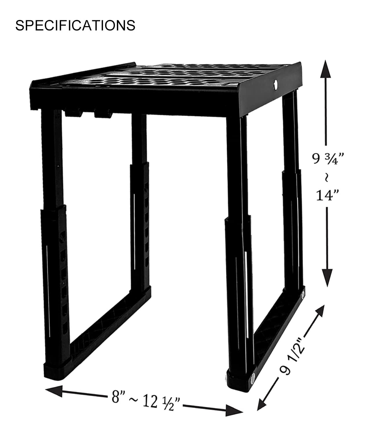 Locker Organizer Shelf， Adjustable Width and Height, Ideal Locker for School, Office, and Gym Lockers (Black)