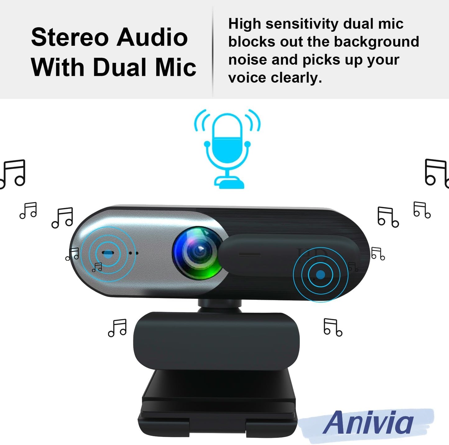 Anivia 1080P PC/Mac/Macbook/Tablet-1 Webcam with Privacy Slide Cover for PC, Web cam for Laptop Computer Camera