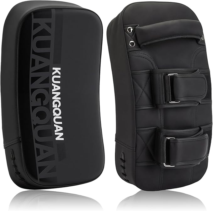 Muay Thai Pad, Curved Kickboxing Strike Shield for Training, Polyester MMA Martial Arts Target, Black, One Pairs
