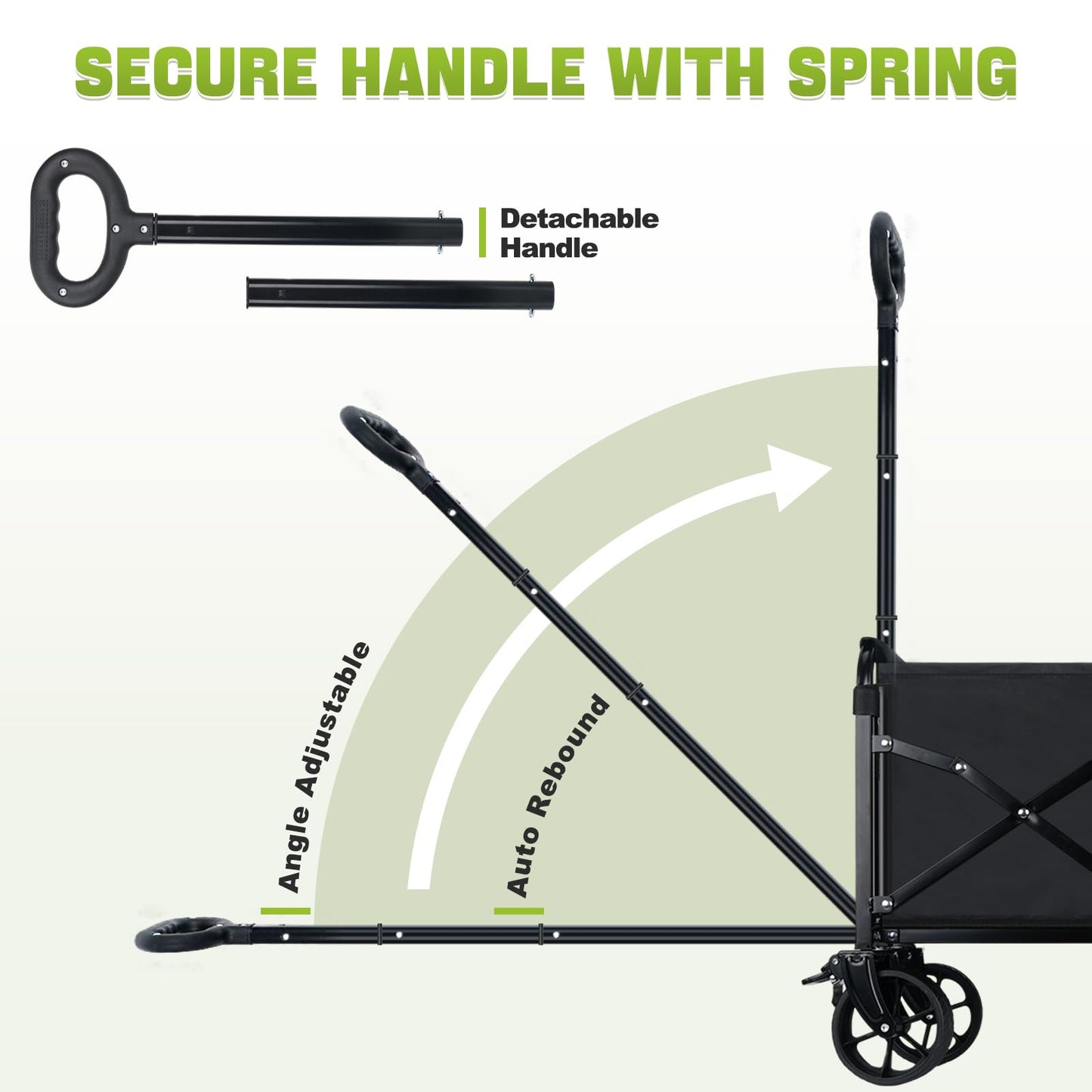 Collapsible Folding Wagon Cart with Wheel - 360LBS Heavy Duty Foldable Wagon Carts with All Terrain Wheels & breakes, Portable Lightweight Wagon Cart for Sports/Groceries/Camping/Fishing/Gardening