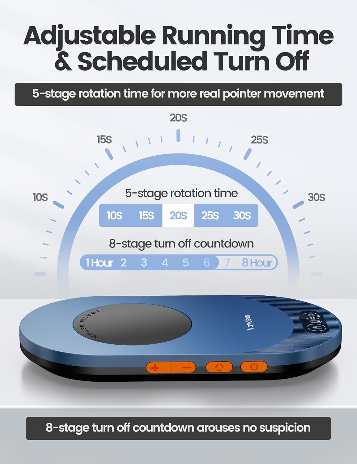 Vaydeer 3 Air Ultra Mouse Mover with APP, Ultra Slim Mouse Jiggler with Timer Function, Undetectable & Noiseless
