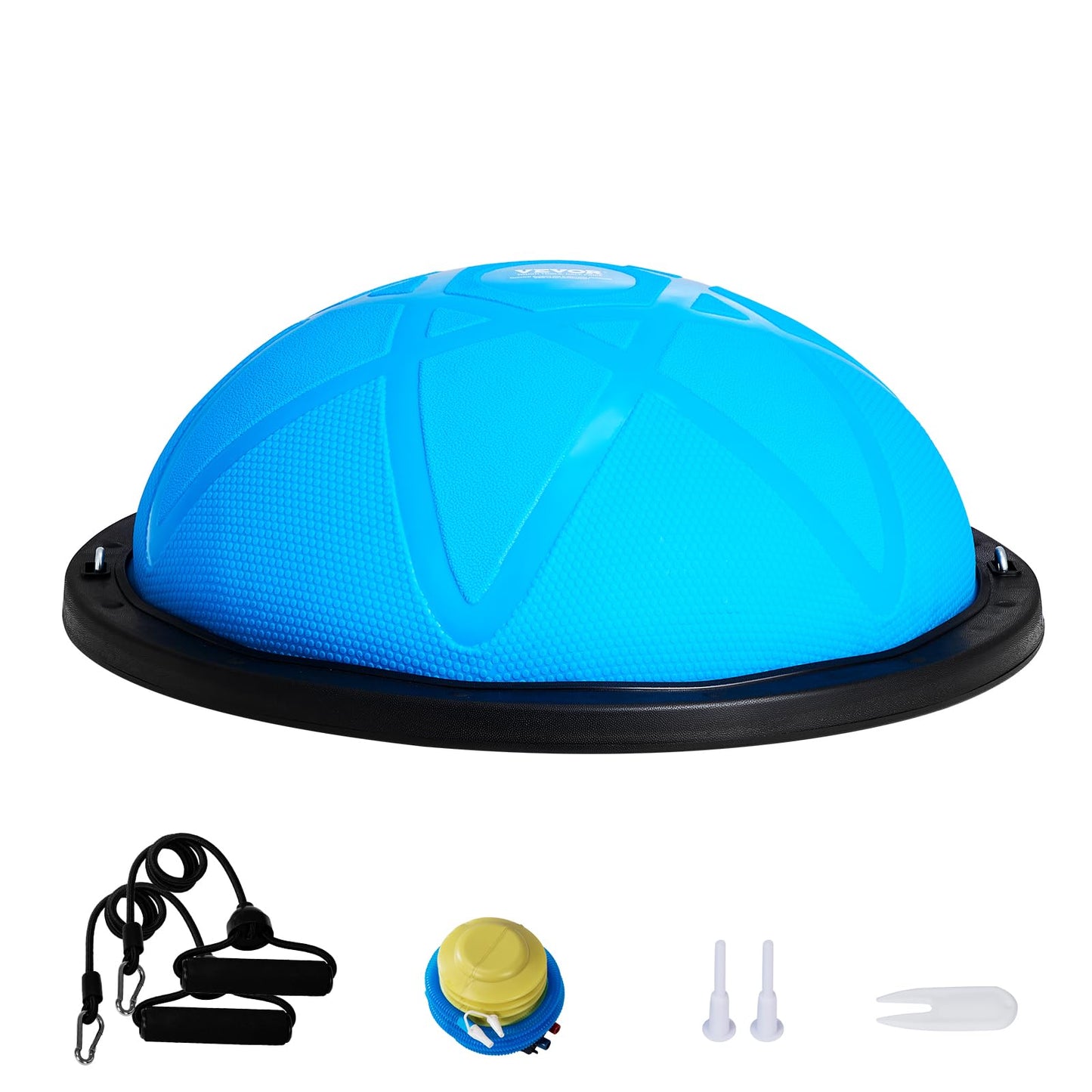 VEVOR 23-inch Half Exercise Ball Trainer, 660 lbs Capacity Balance Ball, Includes Resistance Bands and Pump, Ideal for Full Body Workouts, Yoga, and Strength Training at Home Gym, Blue2