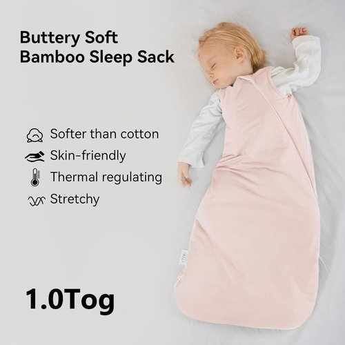 BubblePanda Bamboo Sleep Sack - Soft 2-Way Zipper Toddler Blanket for 6-12 Months (1.0 Tog)