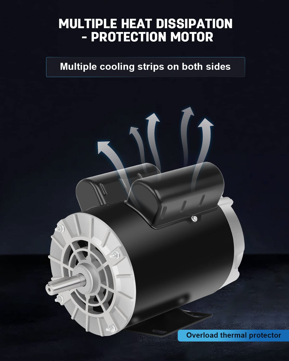 Air Compressor Motor 3.7 HP Electric Motor, 3450 RPM, 230V Single Phase, 56 Frame 5/8 Keyed Shaft 60 HZ