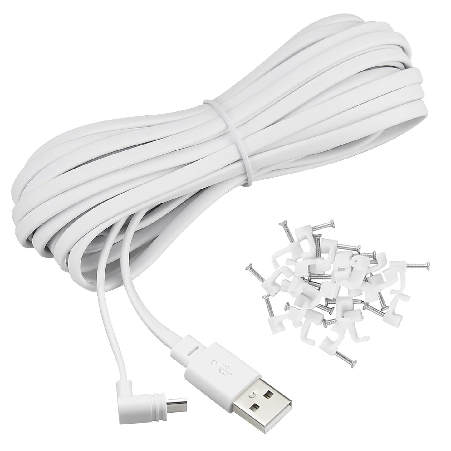 10 v3 90 2-Pack, Smays ft Cable for WYZE Cam Pan Camera, Long Micro USB Flat Power Cord, Degree White