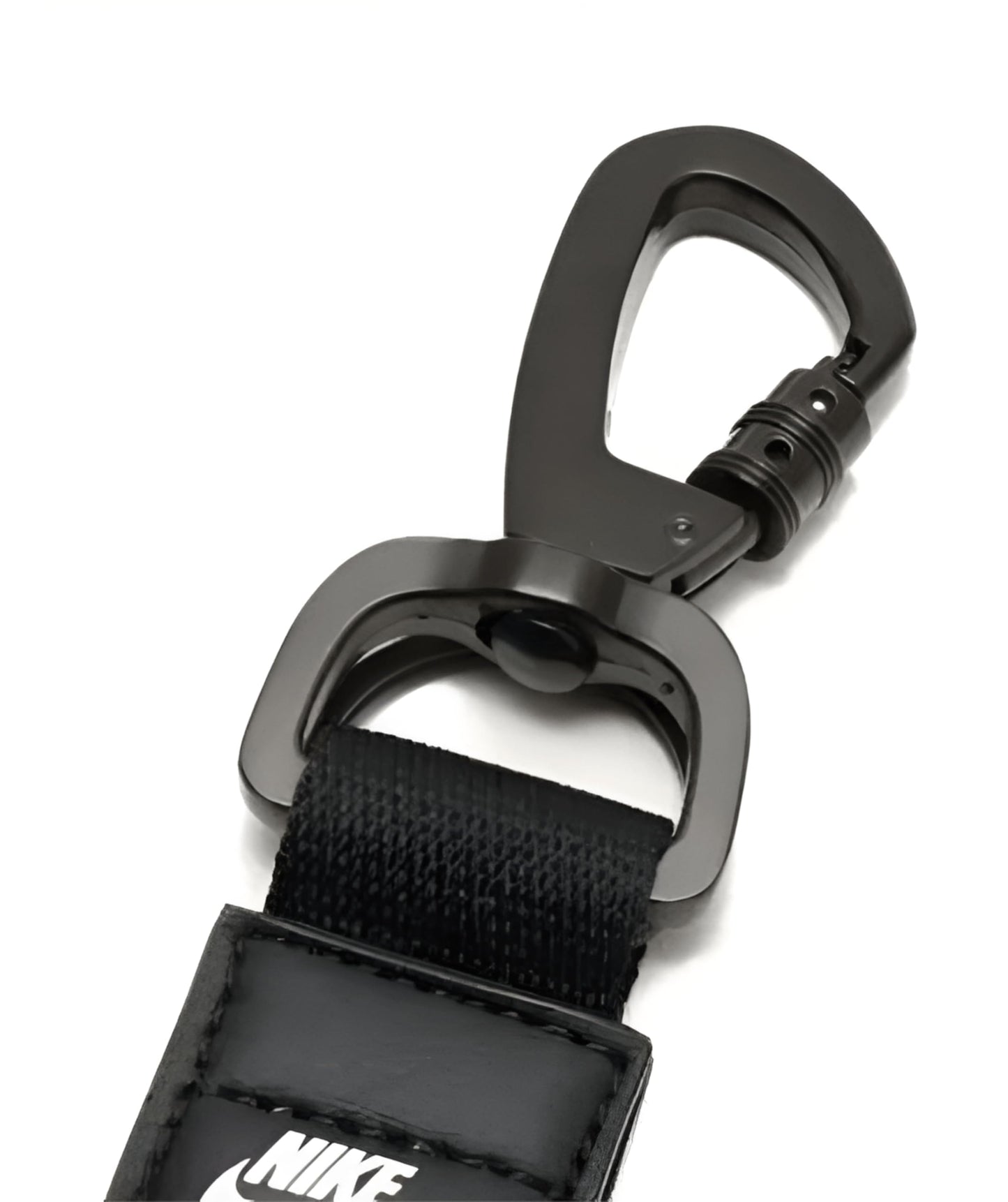 Nike Swoosh Key Holder - Durable Carabiner-Style Clip, Keychain with Iconic Branding (Black/White, One Size)
